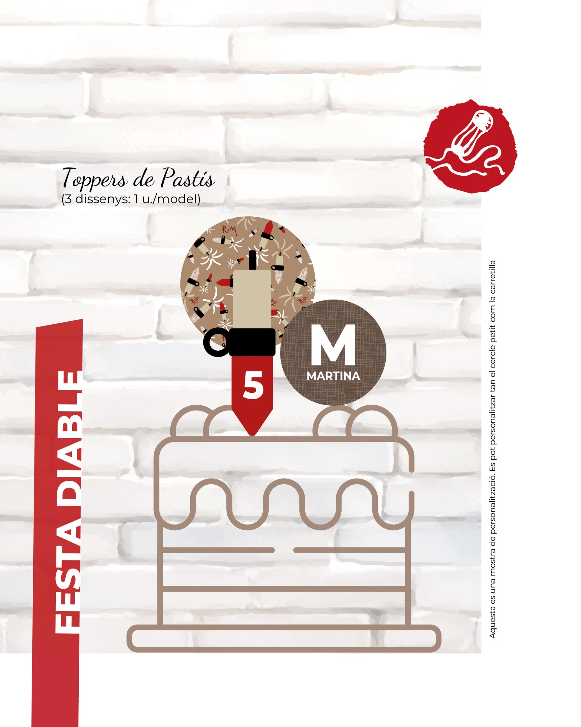 Toppers de pastís · Festa Diable · Decoració personalitzada - 2