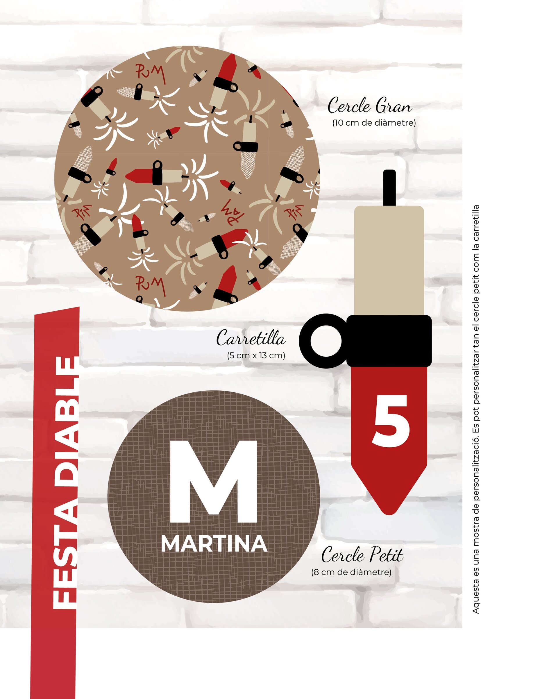 Toppers de pastís · Festa Diable · Decoració personalitzada - 3