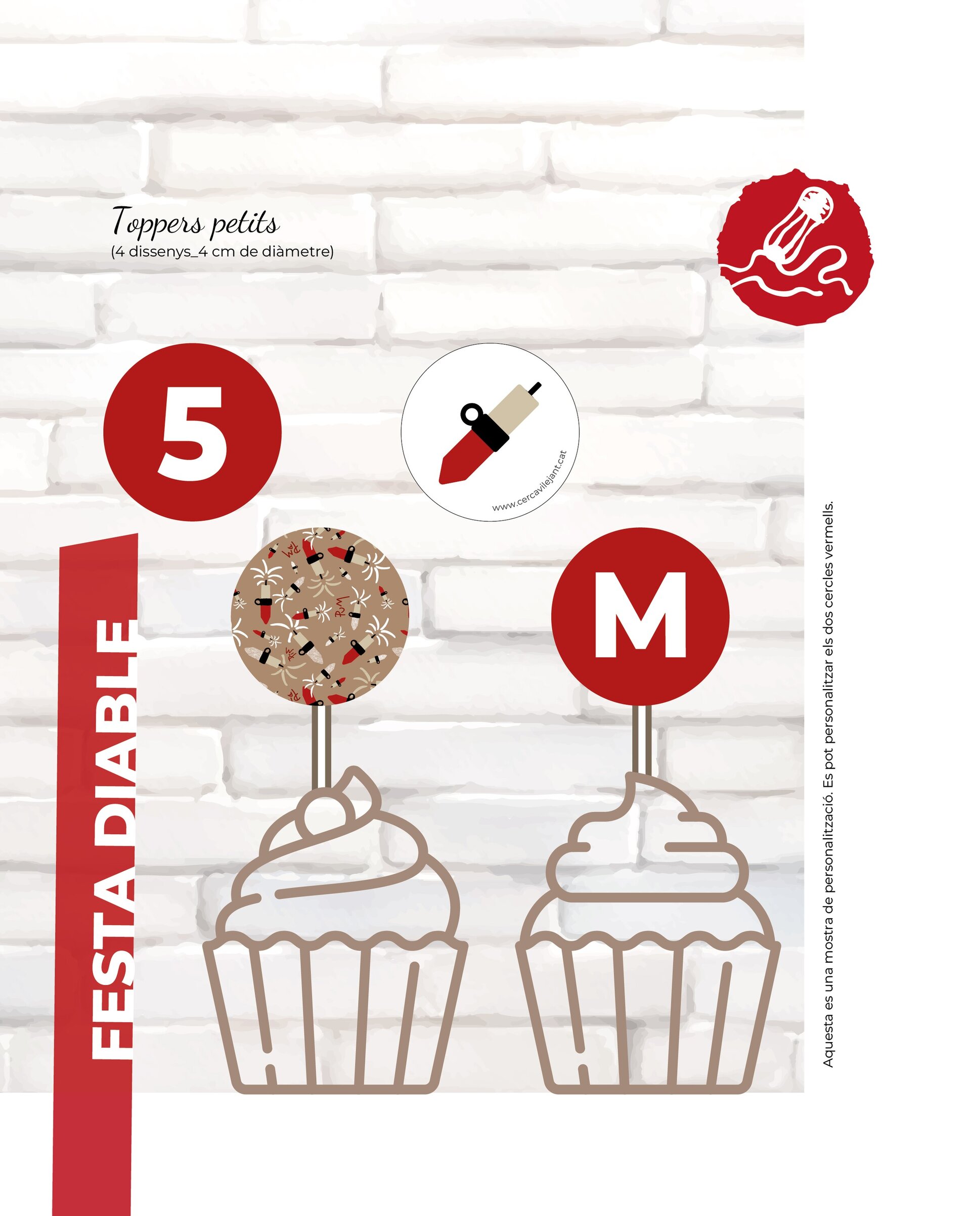 Toppers petits · Festa Diable · Decoració personalitzada - 2